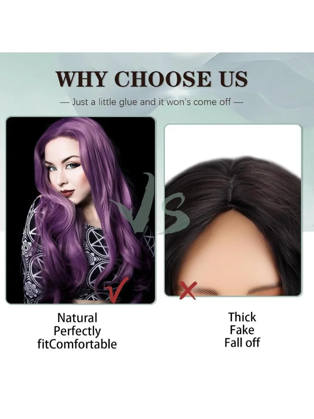 Women's Purple 26 Inch Natural Synthetic Modern Long Curly Wavy Fiber Wigs
